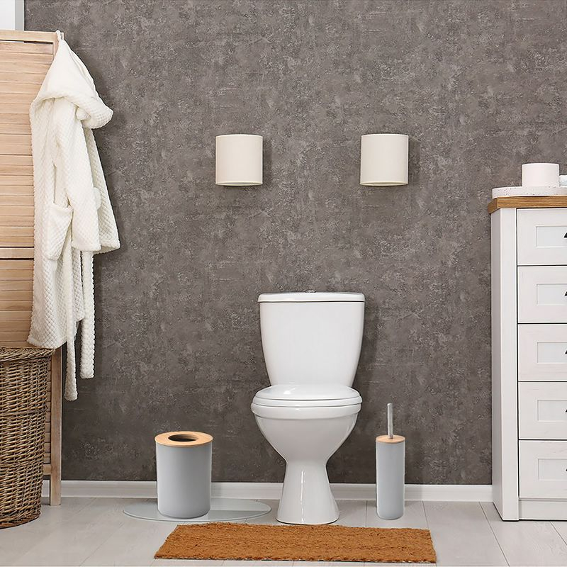 Evideco French Home Goods Gray Toilet Brush and Holder Set Padang with Bamboo Top - Stylish Bathroom Cleaning Solution for Modern Homes