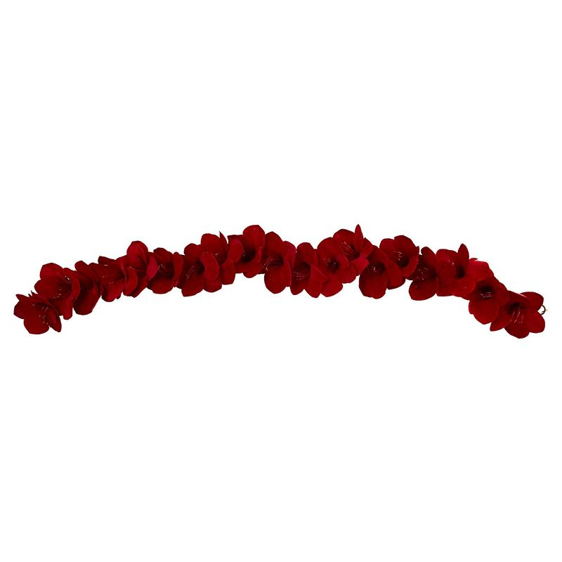 Nearly Natural 5' Amaryllis Silk Garland: Indoor Faux Floral Decor, Unlit Polyester & Plastic, Wall Accent