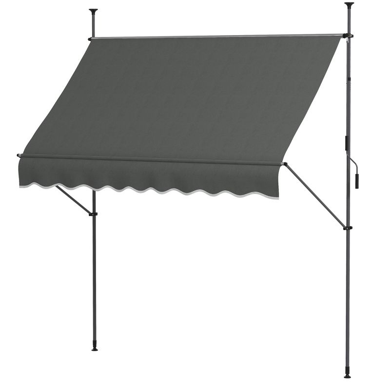 Outsunny 8' x 4' Retractable Awning, Non-Screw Patio Awning with UV Resistant Fabric, Dark Gray