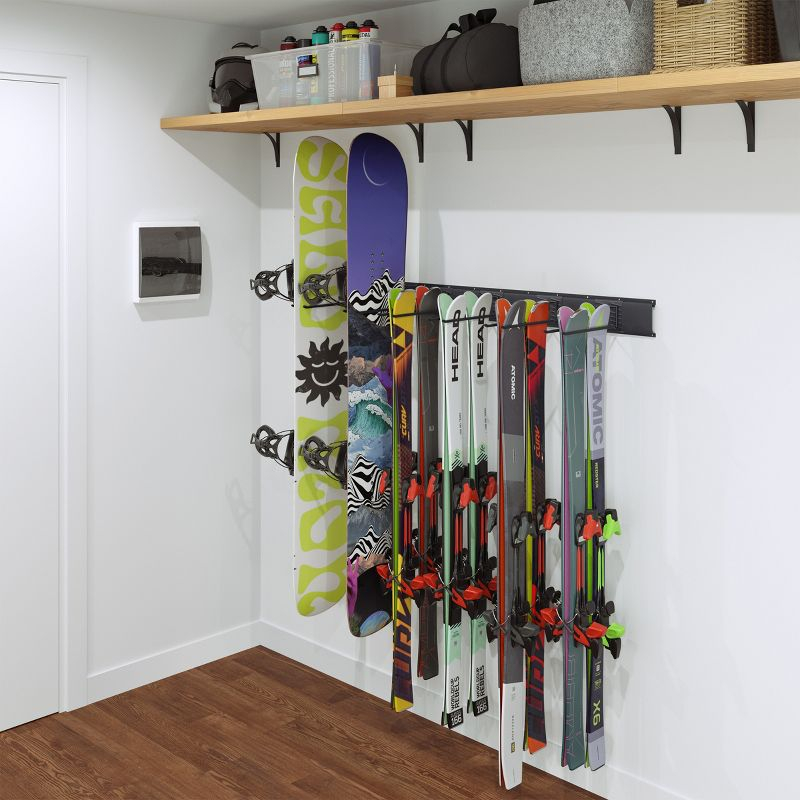 Garage Shelving Wall Organizer for Sports Equipment or Yard Tools - Ski or Snowboard Wall Mount - Storage Rack with 265lbs Capacity by Rad Sportz