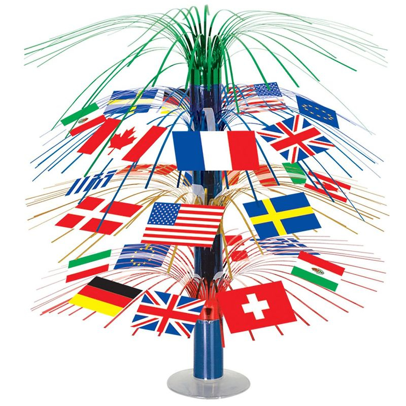 Beistle 18" International Flag Cascade Centerpiece 3/Pack 50545
