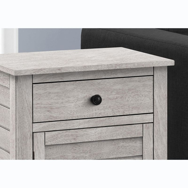 Monarch Specialties Accent Table Nightstand Storage Drawer End Side Table Bedroom Lamp Storage Grey Veneer Transitional