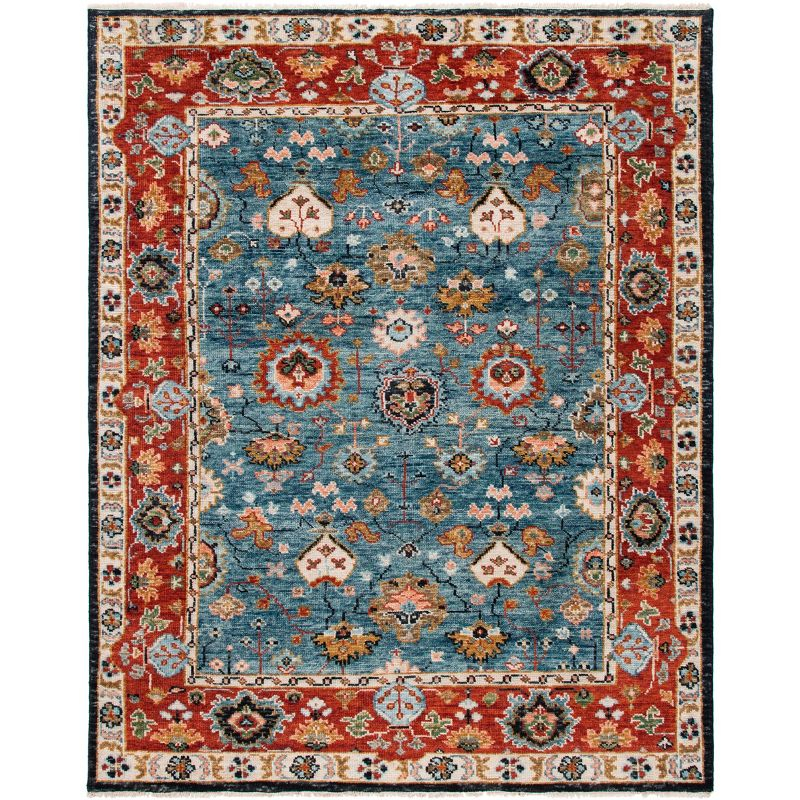 Samarkand SRK117 Hand Knotted Area Rug - Blue/Red - 6'x9' - Safavieh.