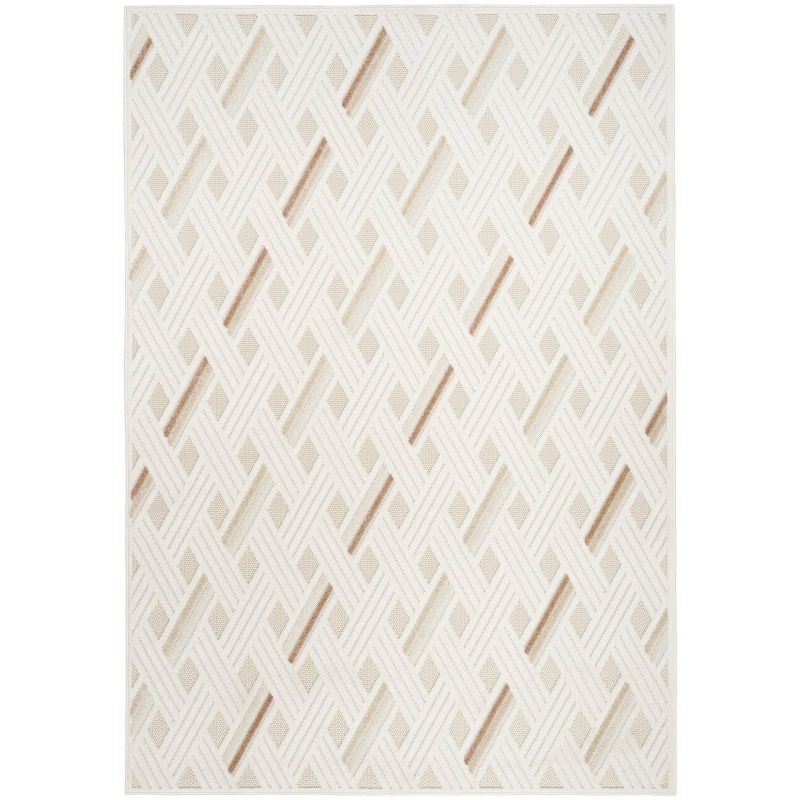 Nourison 7'10"x9'10" Care Free Lattice Machine Woven Area Rug Ivory/Beige: Geometric Low Pile Indoor Rug for Living Room