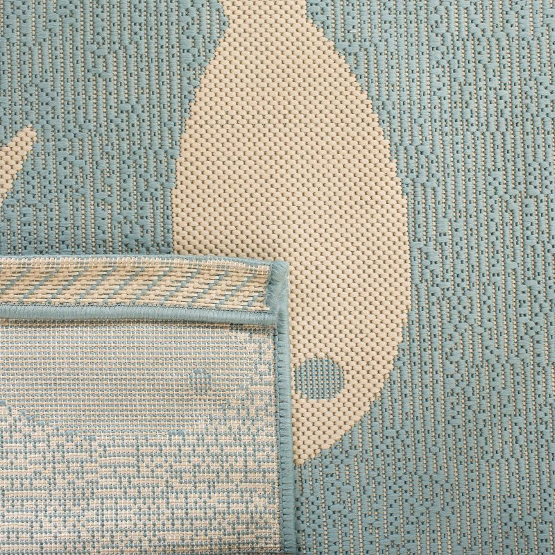 Courtyard CY6012 Power Loomed Indoor/Outdoor Area Rug - Aqua/Beige - 4'x4' - Safavieh.