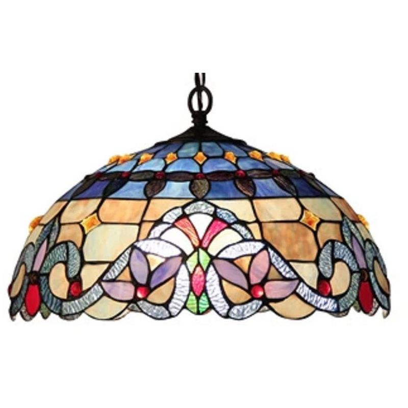 Chloe Lighting Grenville Tiffany-Style 2 Light Victorian Ceiling Pendant Fixture 18`` Shade