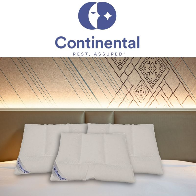 Continental Bedding 3-Chamber Down Pillow - Thin Profile with Partial Pressure Design, 2” Gusset & Sateen Piping, 100% Cotton – Standard, Queen, King