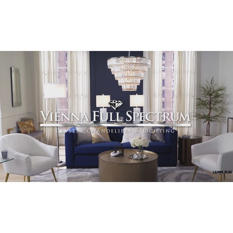 Vienna Full Spectrum Magnificence Satin Nickel Chandelier 24 1/2" Wide Modern Faceted Crystal Glass 15-Light LED Fixture for Dining Room House Kitchen