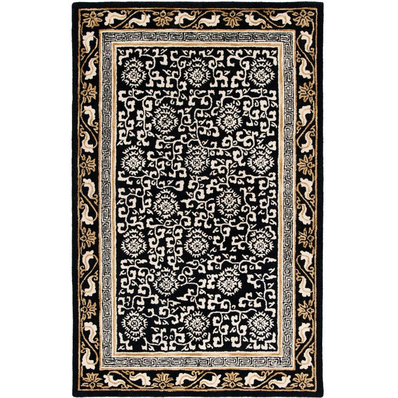 Antiquity AT860 Hand Tufted Indoor Area Rug - Black/Ivory - 6'x6' - Safavieh