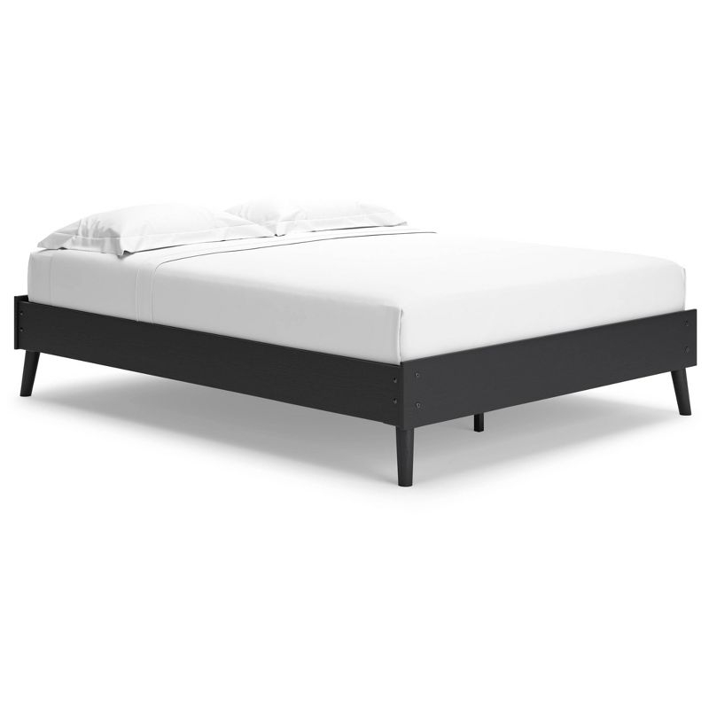 Queen Charlang Platform Bed Black/Gray - Signature Design by Ashley: Matte Finish, No Box Spring Needed