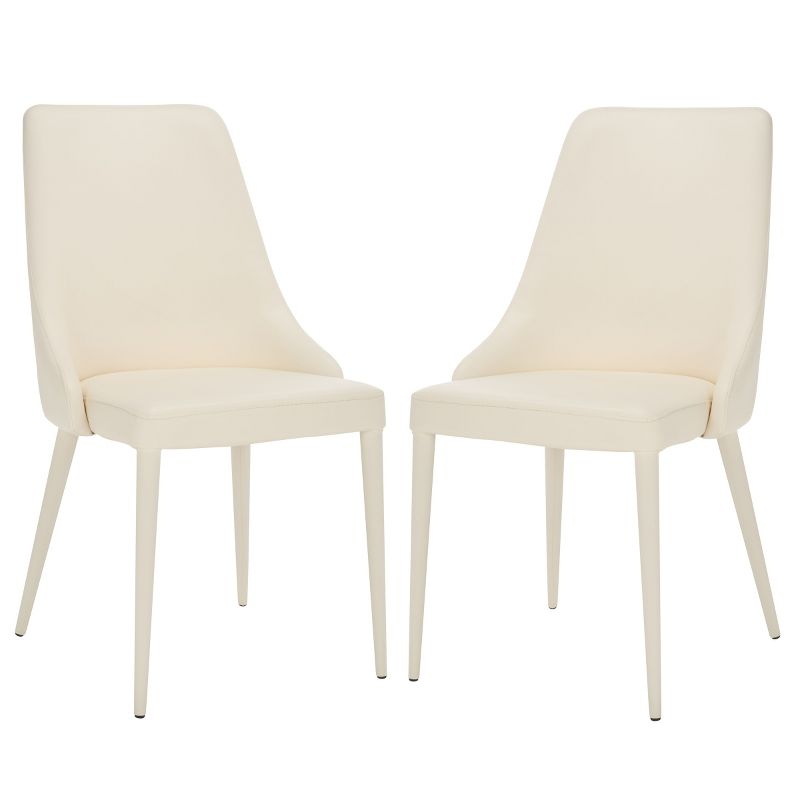 Summerset 19" H Leather Side Chair (Set of 2) - FOX2014 - White - Safavieh Couture