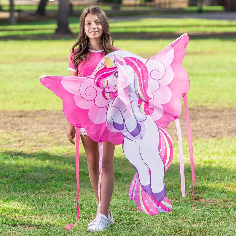 SYNCFUN 43.3'' Giant Unicorn Kite Easy to Fly Huge Kites for Kids and Adults with 262.5 ft Kite String, Large Beach Kite for Outdoor Games