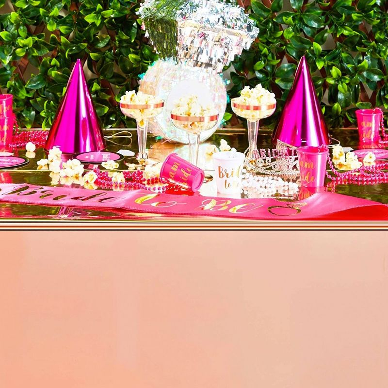 Sparkle and Bash 3 Pack Rose Gold Plastic Tablecloth, Metallic Table Cover Disposable for Pink Birthday Parties, Bridal Shower Decor, 54 x 108 In