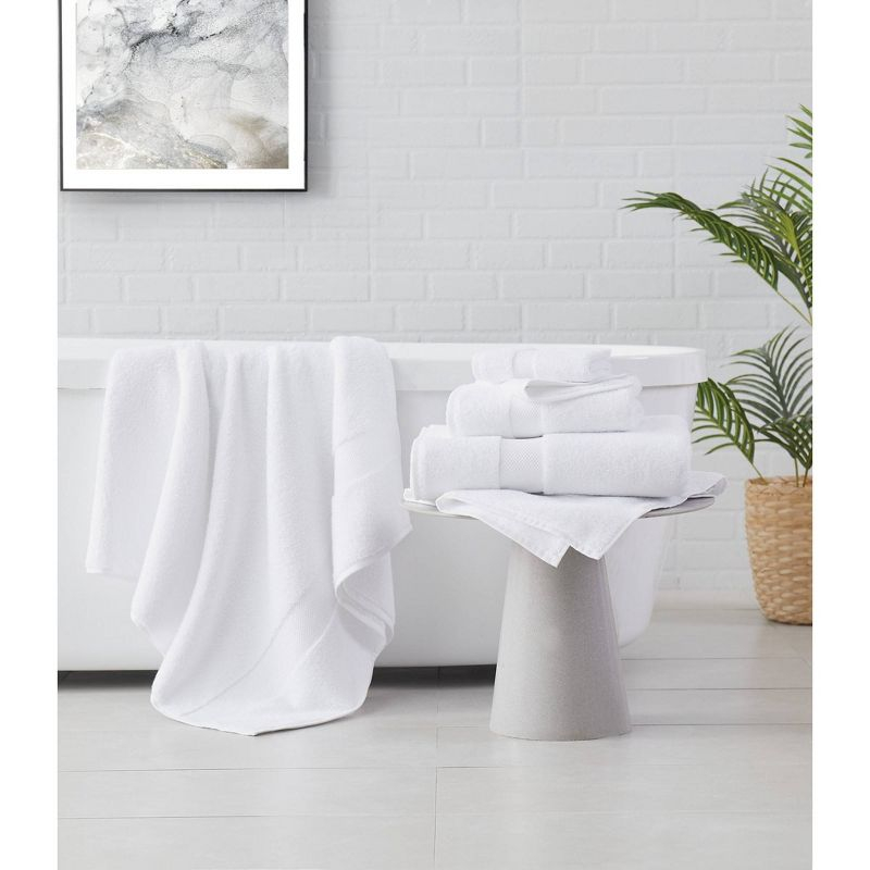6pc Solid Bath Towel Set White - Brooklyn Loom: Luxury Heavyweight 550-800 GSM, Machine Washable