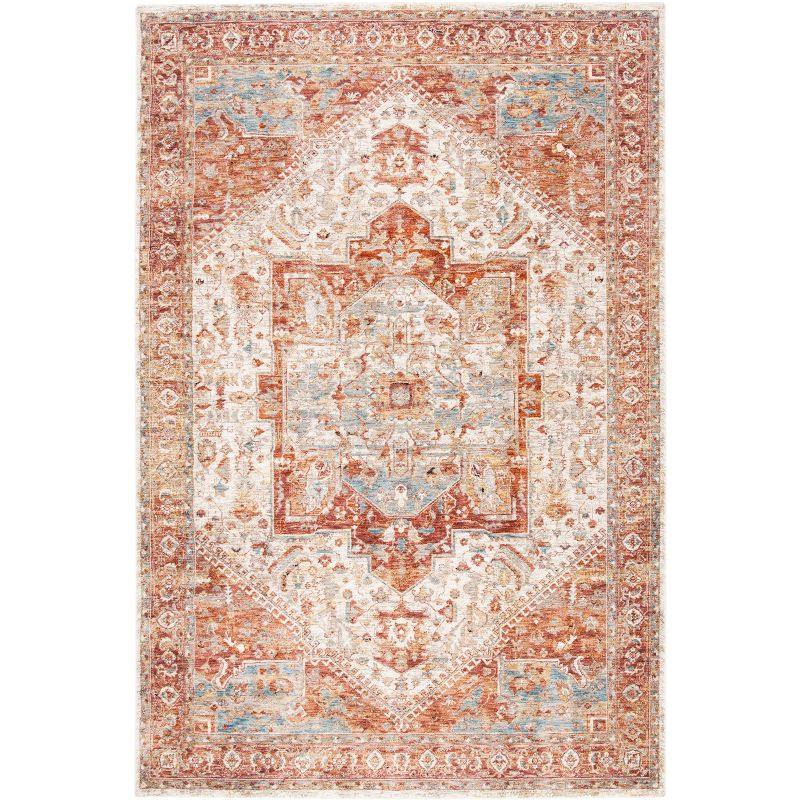 Valencia VAL568 Power Loomed Area Rug - Ivory/Rust - 4'x6'2" - Safavieh.