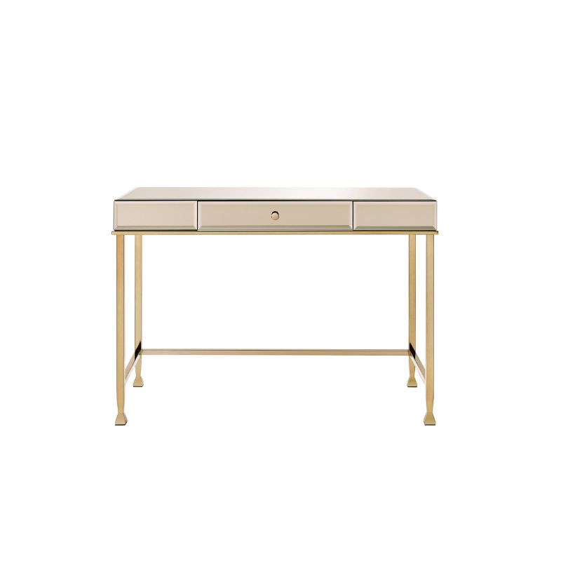 Canine Writing Desk Smoky Mirrored/Champagne - Acme Furniture: Beveled Edge, Wood Composite Frame, Home Office