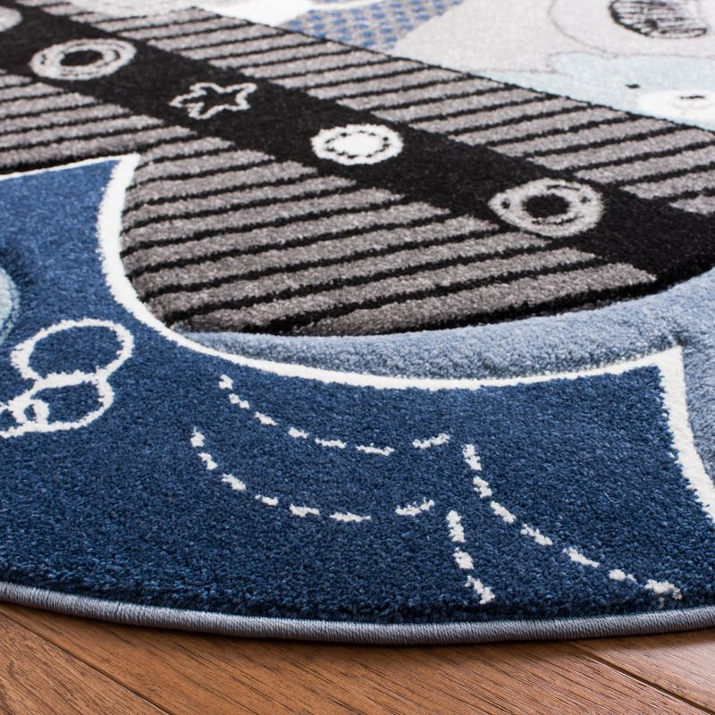 Carousel Kids CRK121 Power Loomed Area Rug - Blue/Grey - 5'3" round - Safavieh.