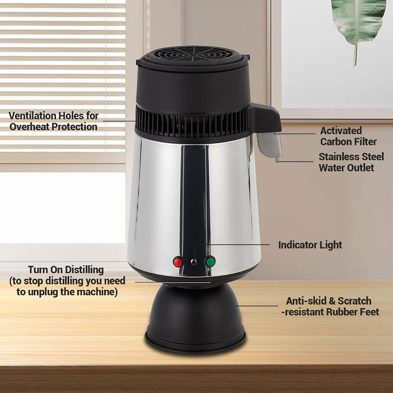 4L Water Distiller 750W Distilled Water Maker 1L/H Pure Water Purifier Filter