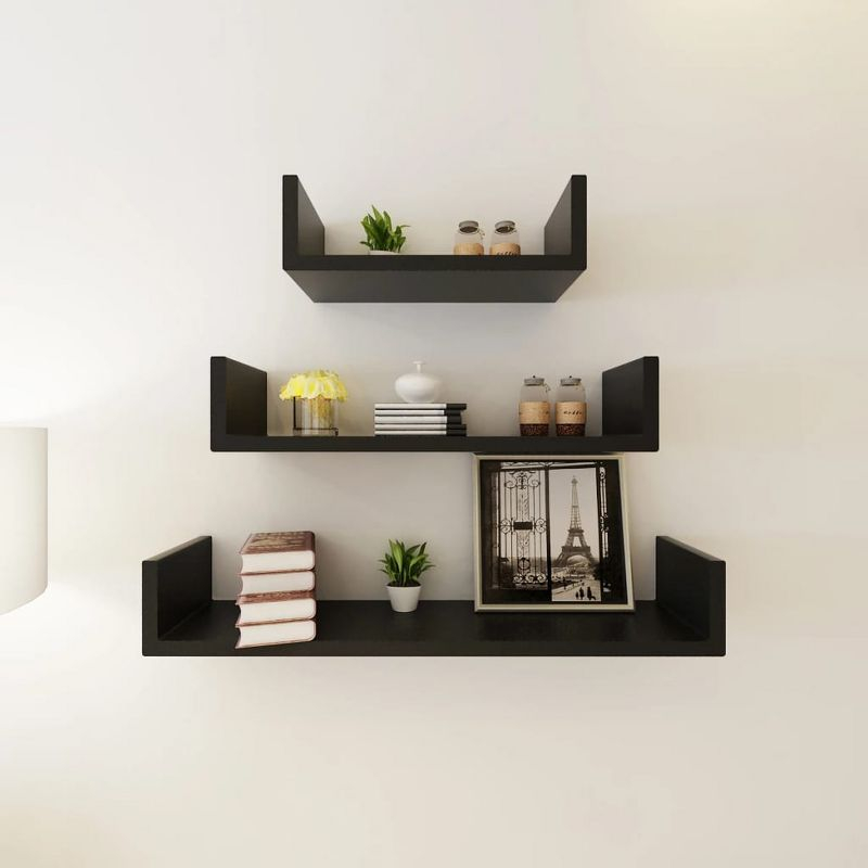 vidaXL Wall Shelves 6 pcs Black