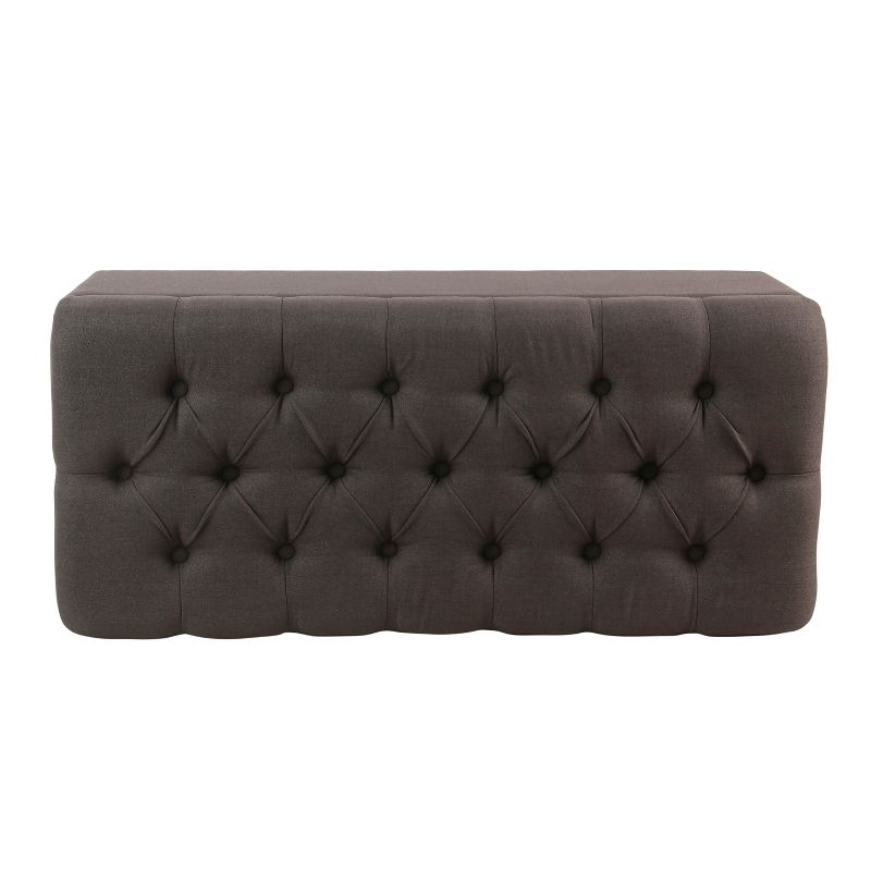 Ainsley Button Tufted Storage Bench Dark Charcoal Gray - HomePop: Upholstered Ottoman for Bedroom with Wood Legs