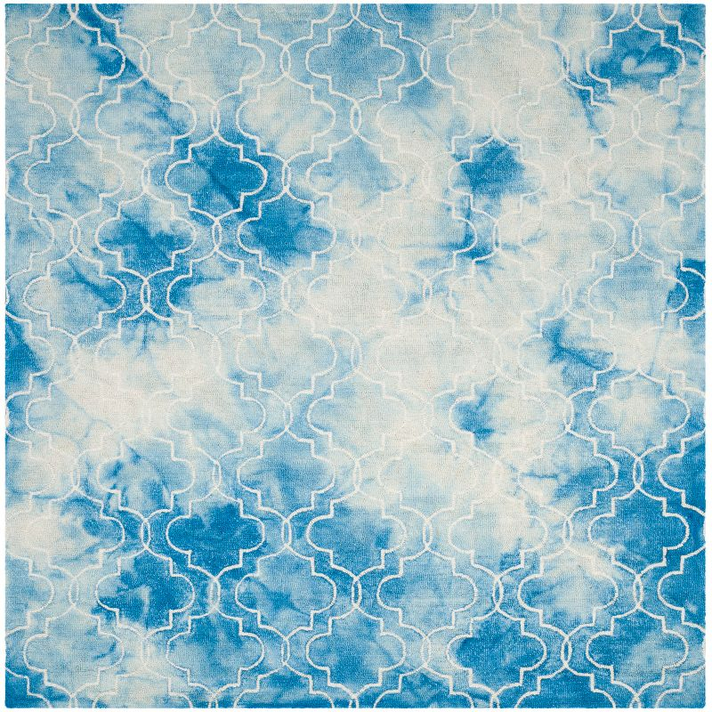Dip Dye DDY676 Hand Tufted Area Rug - Blue/Ivory - 5'x5' - Safavieh.