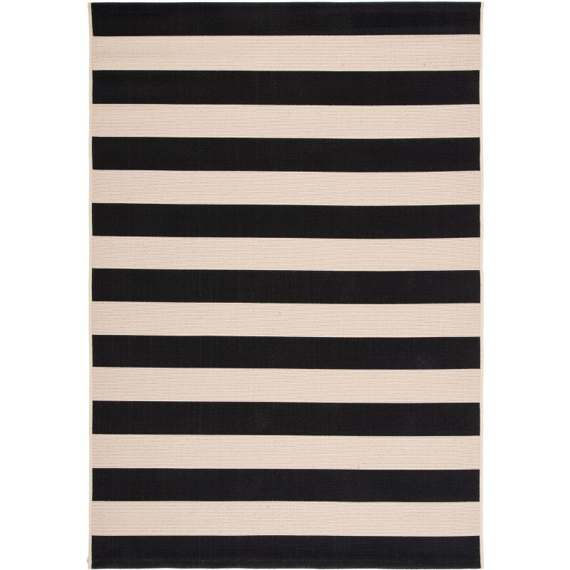 Courtyard CY6812 Power Loomed Indoor/Outdoor Area Rug - Beige/Black - 5'3"x7'7" - Safavieh.