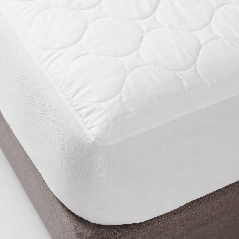 Queen Machine Washable Quilted Mattress Pad - Room Essentials™: Polyester Microfiber, STANDARD 100 by OEKO-TEX Certified