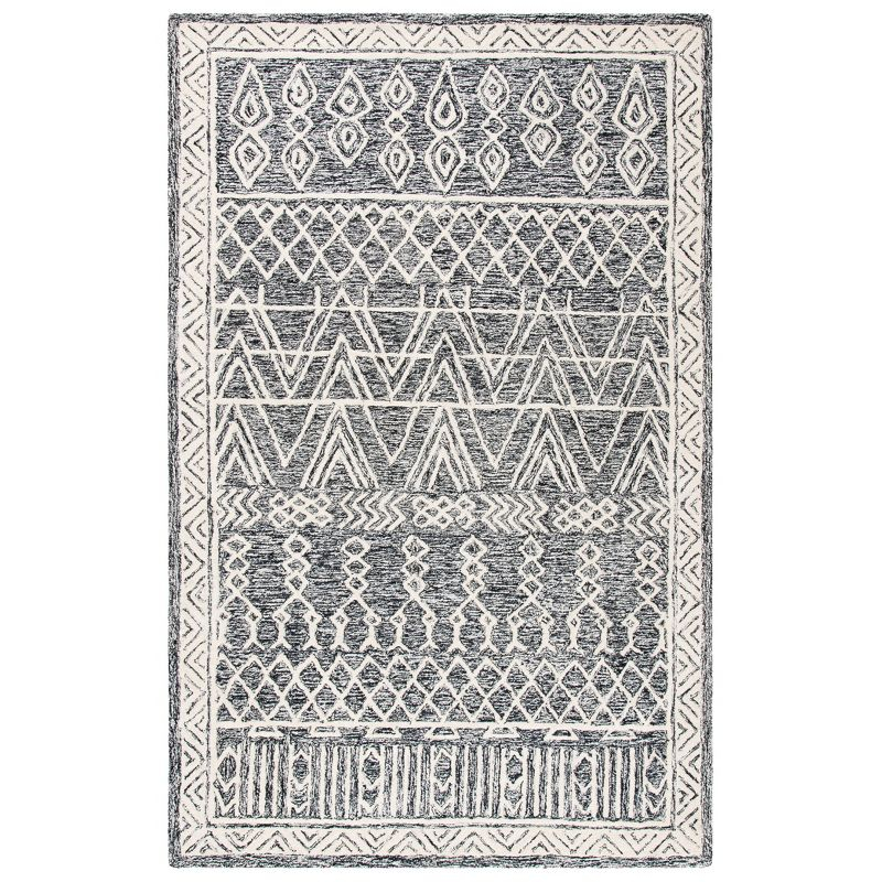 Abstract ABT558 Hand Tufted Area Rug - Ivory/Black - 5' X 8' - Safavieh.