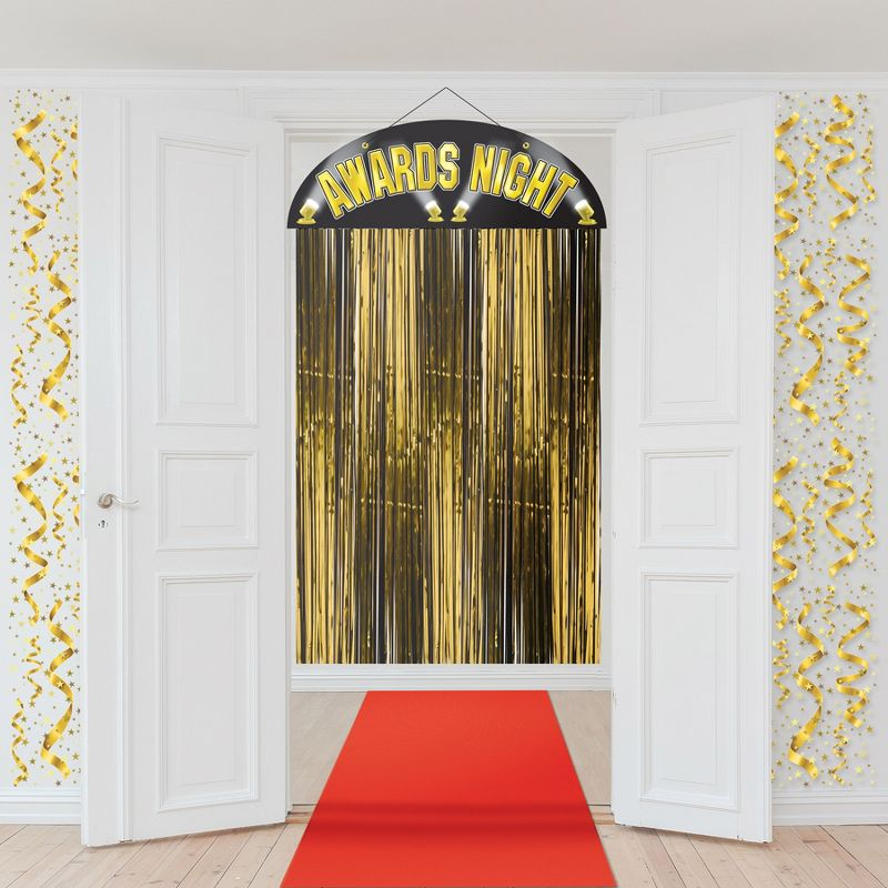 Beistle Awards Night Door Curtain, 4' 6" x 3', (1/Pkg) Multicolored