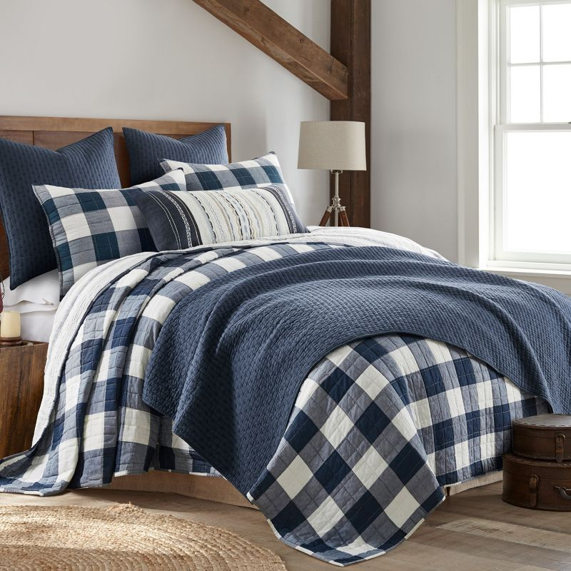 Cross Stitch Navy Full/Queen Quilt Set- Levtex Home