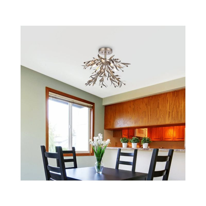 Elegant Lighting Priscilla 18.5 inch flush mount in silver leaf