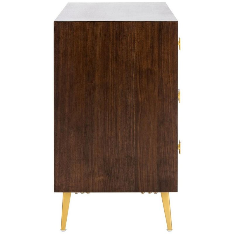 Katia 3 Drawer Chest - Walnut/Gold - Safavieh.
