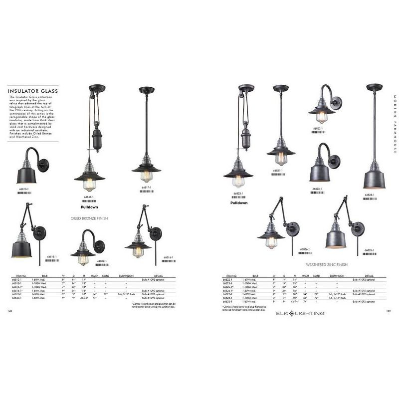 Elk Home Picton Gardens 1 - Light Swing Arm Lamp in  Weathered Zinc