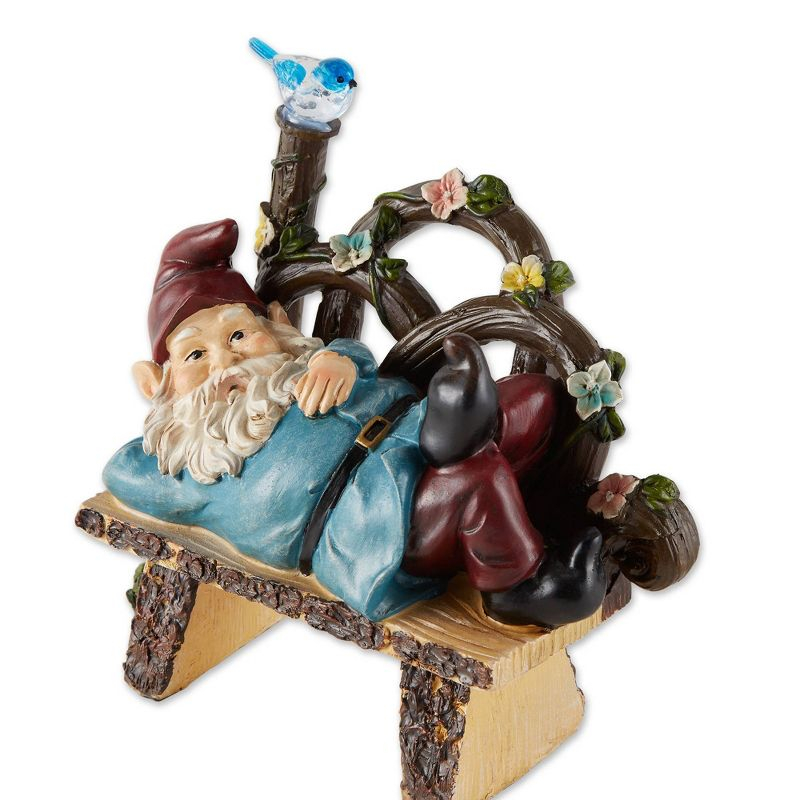 9.75" Polyresin Afternoon Nap Solar Gnome - Zingz & Thingz: Outdoor Garden Statue, Whimsical Decor