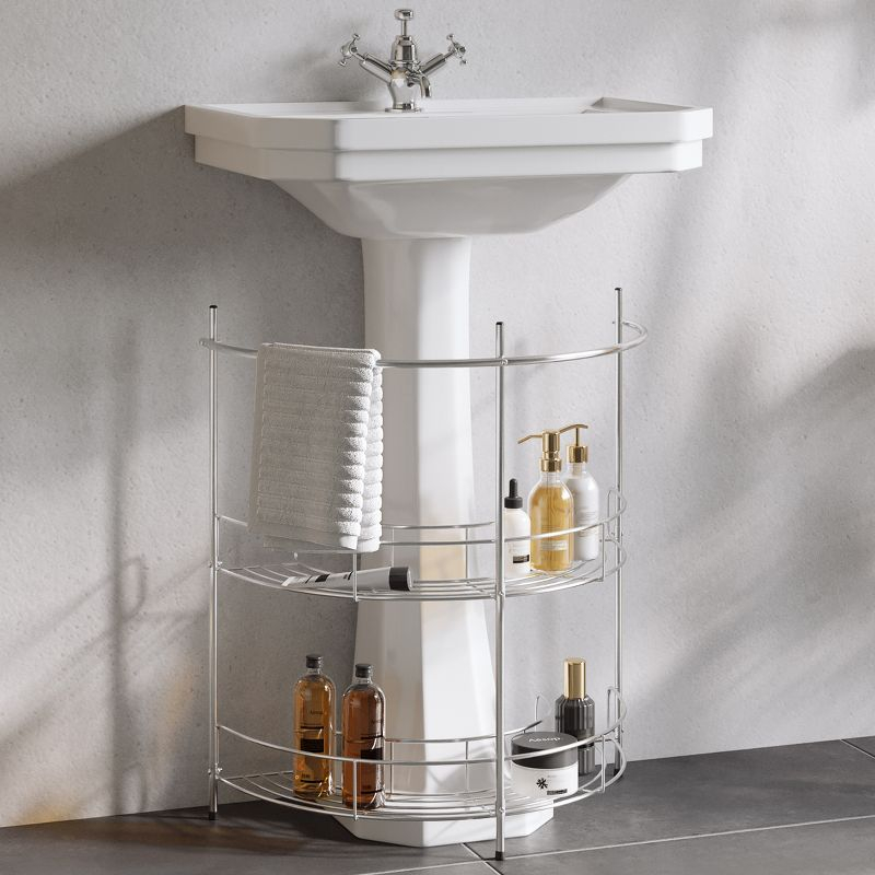 Lavish Home Pedestal Under Sink Organizer, Silver