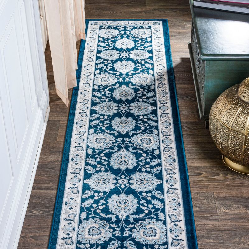 2' X 8'  Cherie French Cottage Runner Rug, Navy/Ivory - JONATHAN Y