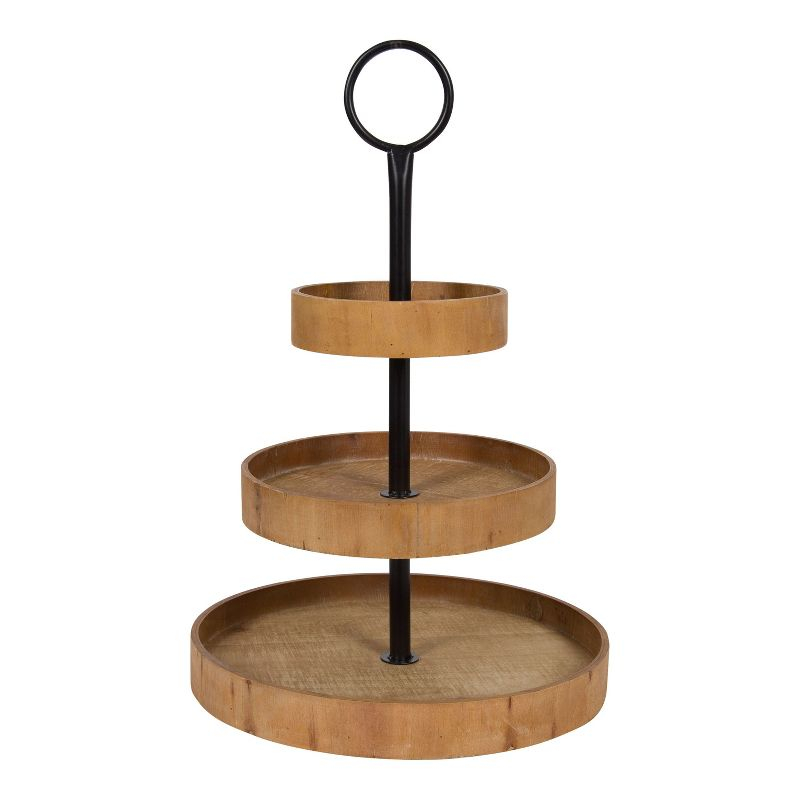 Kate and Laurel Woodmont Tray, 3 Tier, Rustic Brown