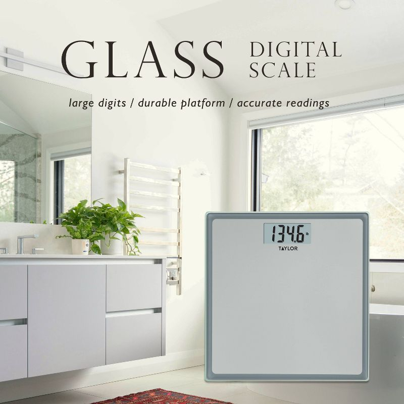 Digital Glass Bathroom Scale Gray/Silver - Taylor