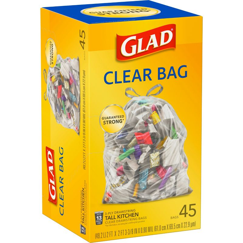 Glad Tall Kitchen Drawstring Recycling Bags + Clear Trash Bags - 13gal/45ct