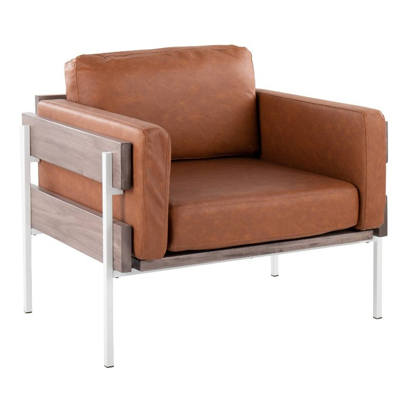 Kari Accent Chair: LumiSource, Upholstered Faux Leather, Metal Frame, Removable Cushions