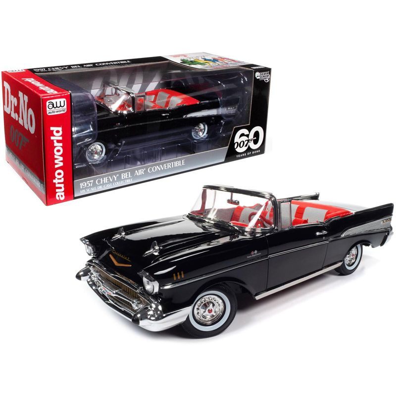 1957 Chevrolet Bel Air Convertible Black 1/18 Diecast Model Car by Road Signature
