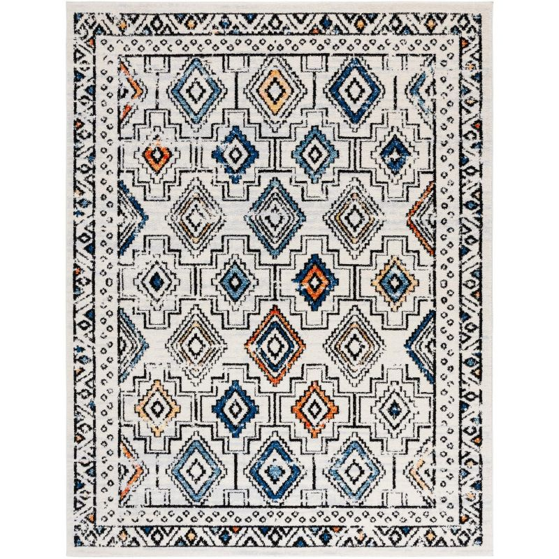 Tulum TUL662 Power Loomed Indoor Area Rug - Ivory Grey/Blue Rust - 8'x10' - Safavieh