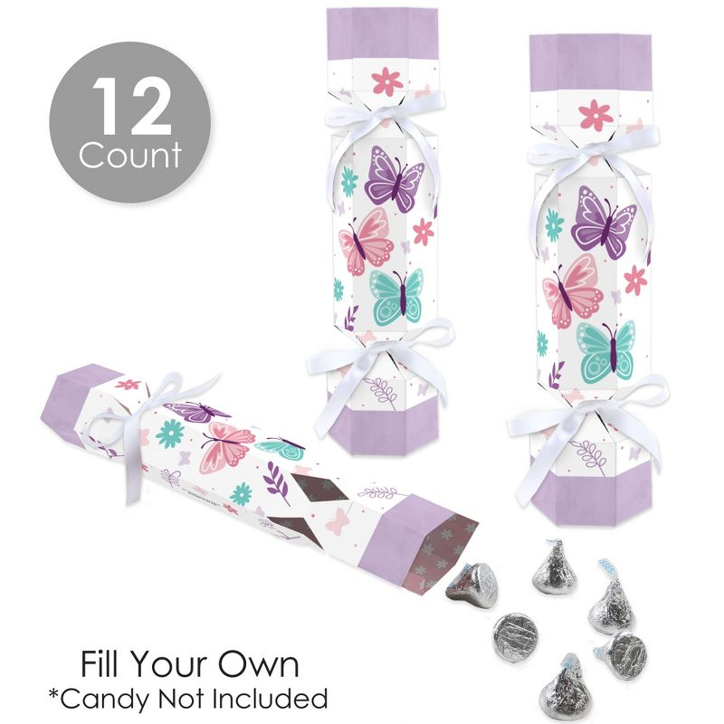 Big Dot of Happiness Beautiful Butterfly - No Snap Floral Baby Shower or Birthday Party Table Favors - DIY Cracker Boxes - Set of 12