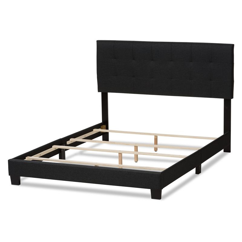 Full Brookfield Modern Fabric Bed with Grid-Tufting Design - Baxton Studio: Rubberwood & MDF, Requires Box Spring