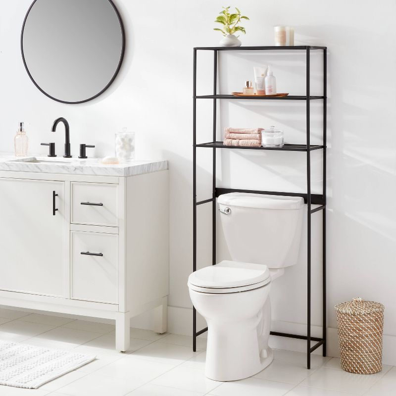 Over The Toilet Storage Black Metal - Brightroom™: 3-Tier Iron Etagere, Space Saver, Easy No-Tool Assembly