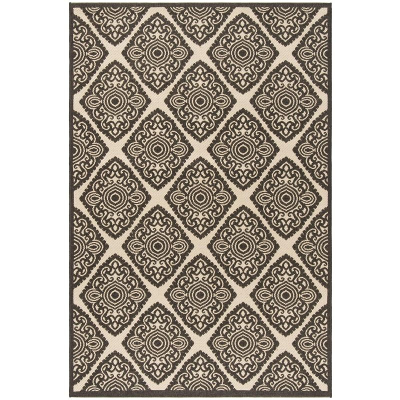 Linden LND132 Power Loomed Area Rug - Creme/Brown - 4'x6' - Safavieh