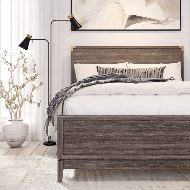 Plank+Beam Solid Wood Contemporary  Full Size Platform Bed, Clay