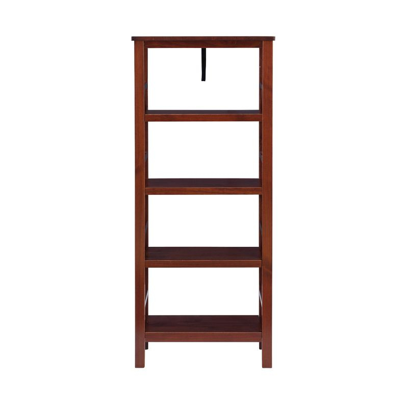 54.45" Titian Transitional Solid Wood Display and Storage Bookshelf Brown - Linon: Mid-Century Modern, 4 Fixed Shelves
