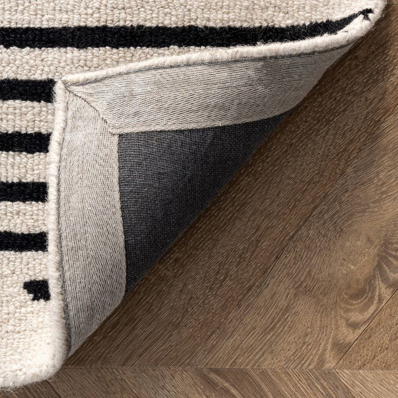 6'x9' Flynn Handmade Contemporary Wool Area Rug Ivory - nuLOOM: Geometric Pattern, Low Pile, Indoor Use, Canvas Backing