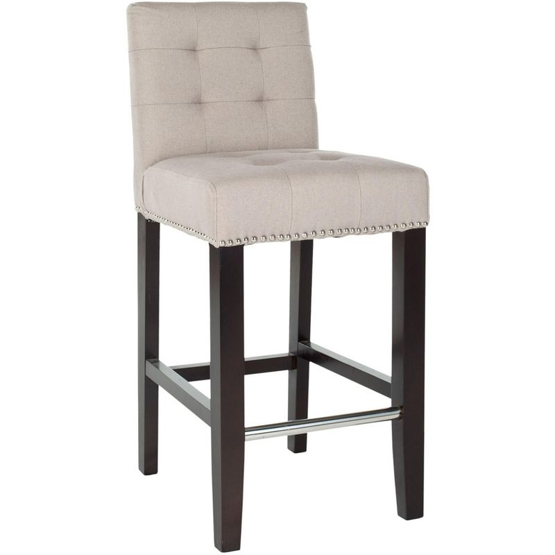 Thompson 23.9" Linen Counter Stool W/ Silver Nailheads - Taupe - Safavieh